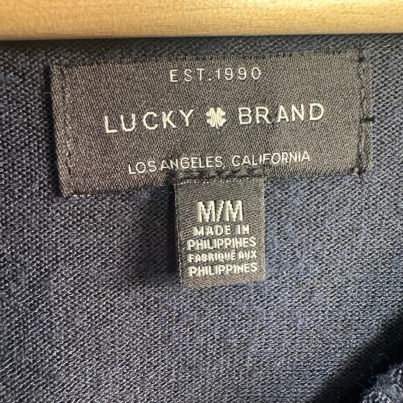 Lucky Brand Navy Blue Sweater Medium Soft Knit Viscose Blend Loose Fit - Picture 5 of 6